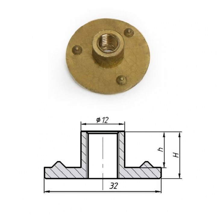 Т-гайка сквозная латунь 10 мм