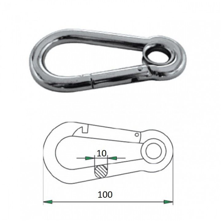 Гак-карабин с проушиной 10х100