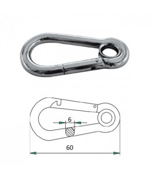 Гак-карабин с проушиной 6х60мм