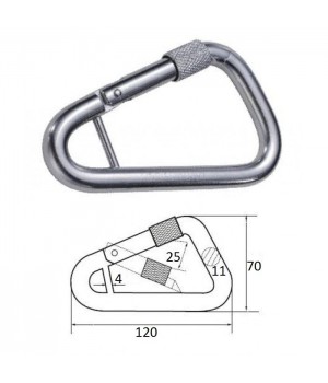 Гак-карабин треугольный с перемычкой 4 мм AISI 316