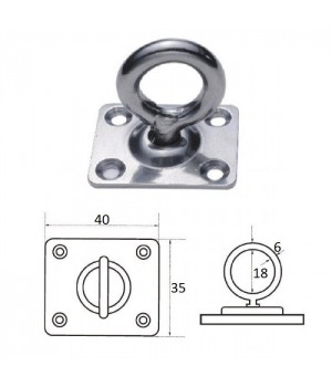 Планка квадратная с поворотной проушиной 6мм