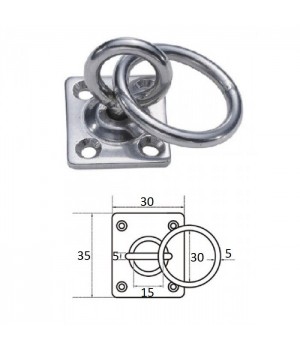Планка квадратная с поворотной проушиной и кольцом 5мм