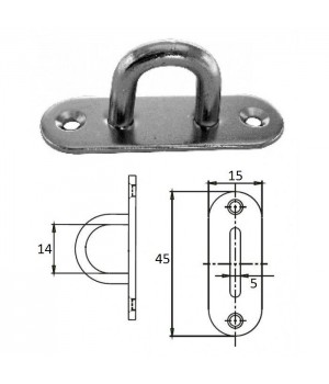 Планка овальная с проушиной 5 мм AISI 304