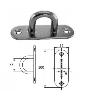 Планка овальная с проушиной 9 мм AISI 304