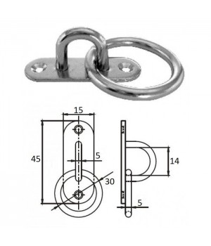 Планка овальная с проушиной и кольцом 5 мм AISI 304