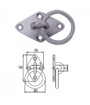 Планка ромб с кольцом 8 мм AISI304
