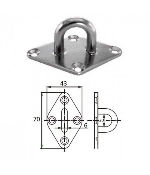 Планка ромб с проушиной 6 мм AISI 304