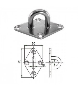 Планка ромб с проушиной 8 мм AISI 304