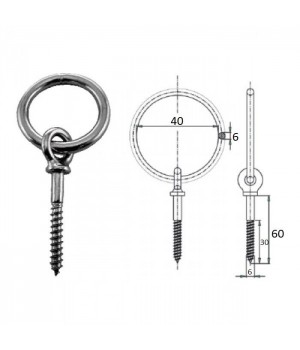 Рым c шурупом 6х30мм