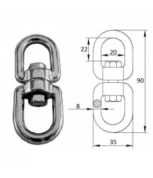 Вертлюг петля-петля 8мм