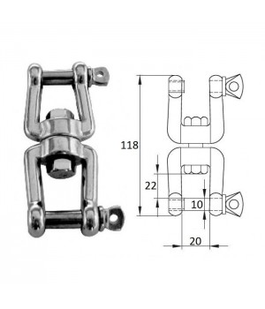 Вертлюг с двумя проушинами 10мм