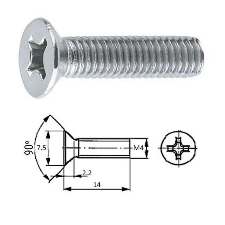 пот.гол M4X 14 нерж.A2