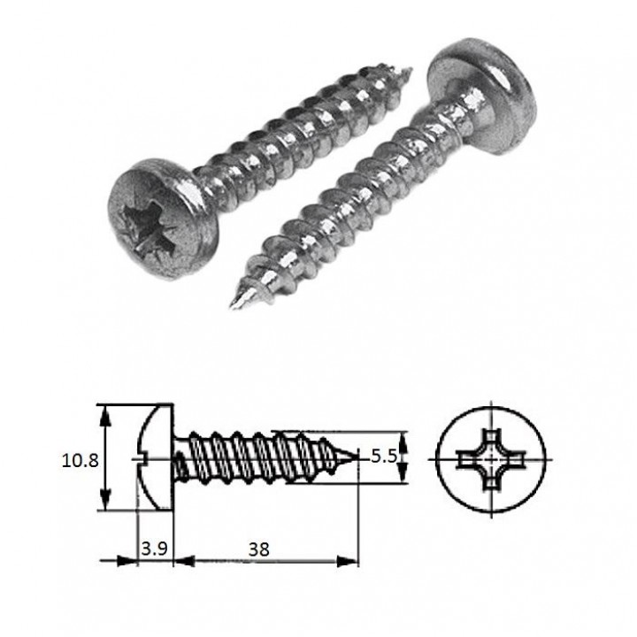 Шуруп п/кр.гол M5.5X 38 нерж.A2