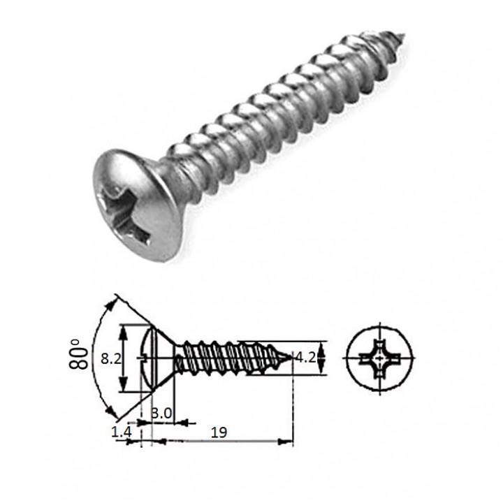 Шуруп п/пот.гол M4.2X 19 нерж.A2