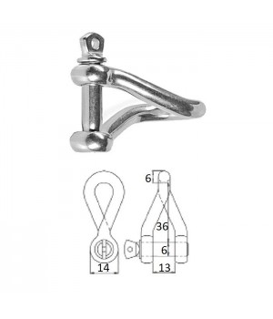 Скоба такелажная изогнутая с винтовым пальцем 6 мм сталь AISI 316