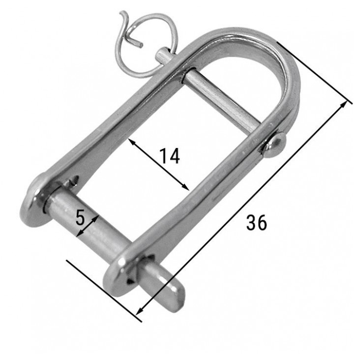 Скоба такелажная с пальцем 5 мм 36х15 AISI 316