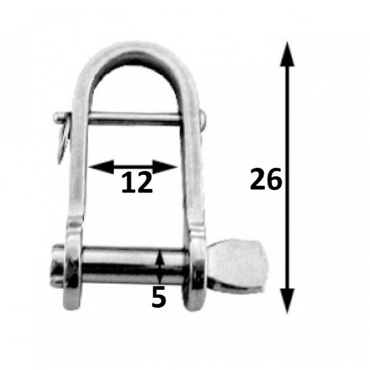 Скоба такелажная с пальцем 5мм 26х12 AISI 316