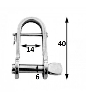 Скоба такелажная с пальцем 6мм 40х14 AISI 316