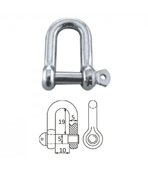 Скоба такелажная с винтовым пальцем 5 мм сталь AISI 316