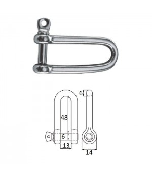 Скоба такелажная удлиненная с винтовым пальцем 6 мм сталь AISI 316
