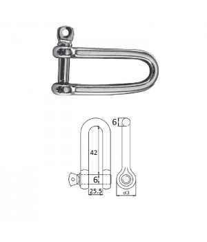 Скоба такелажная с винтовым пальцем 6 мм AISI 316