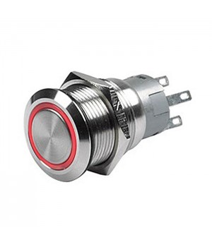 Переключатель кнопочный без фиксации вкл/выкл красная подсветка 24В