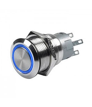 Переключатель кнопочный без фиксации вкл/выкл синяя подсветка 12В