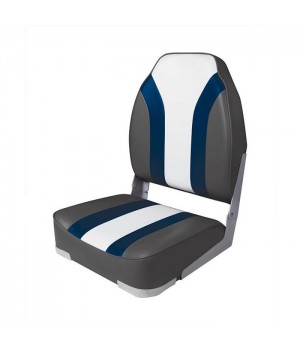 Сиденье мягкое складное High Back Rainbow Boat Seat, чёрно-белое