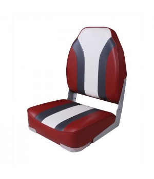 Сиденье мягкое складное High Back Rainbow Boat Seat, красно-белое
