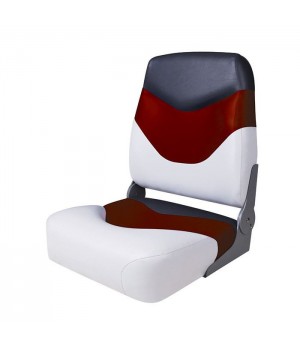 Сиденье мягкое складное Premium High Back Boat Seat, бело-красное