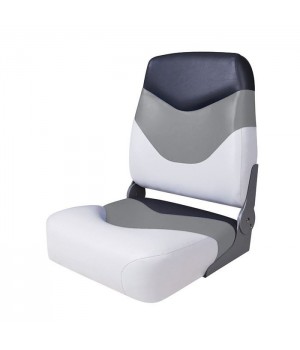 Сиденье мягкое складное Premium High Back Boat Seat, бело-серое