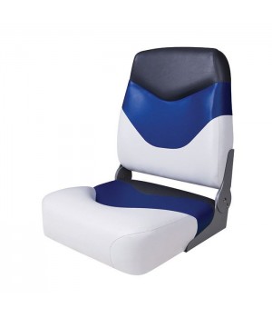 Сиденье мягкое складное Premium High Back Boat Seat, бело-синее
