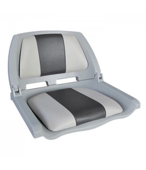 Сиденье пластмассовое складное с подложкой Molded Fold-Down Boat Seat,серо-чёрное