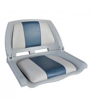 Сиденье пластмассовое складное с подложкой Molded Fold-Down Boat Seat,серо-голубое