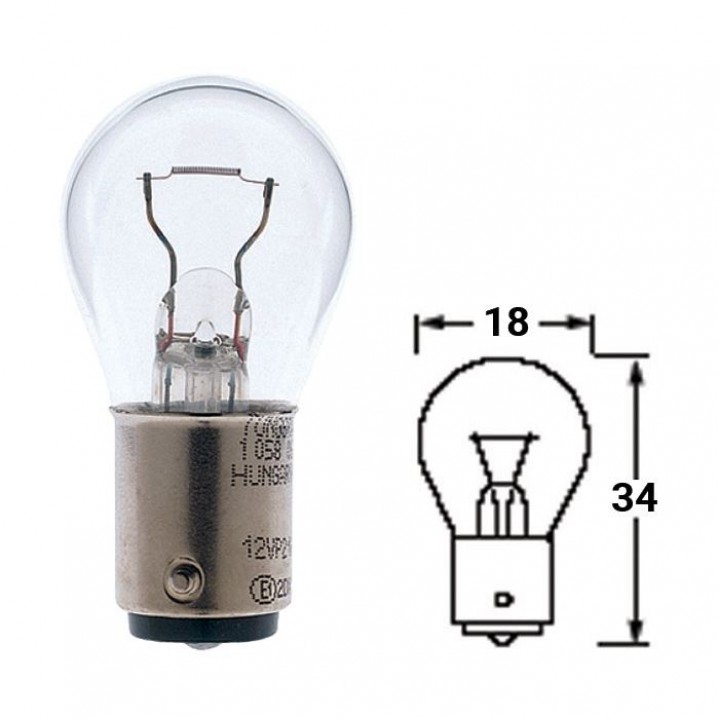 Лампочка BA15d 12V/10W для навигационных огней