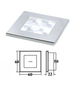 Светильник для подсветки палуб и трапов светодиодный 60х60мм, хром.корпус