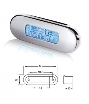 Светильник для подсветки палуб и трапов светодиодный 84х29 мм, синий свет