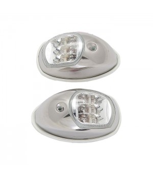 Огни бортовые светодиодные 95х60 мм, нержавеющая сталь, белая прокладка