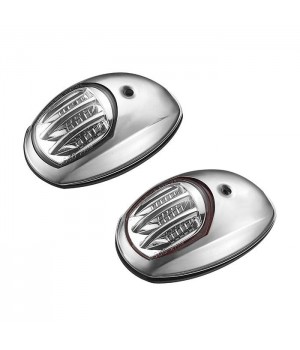 Огни бортовые светодиодные 95х60 мм, нержавеющая сталь, черная прокладка