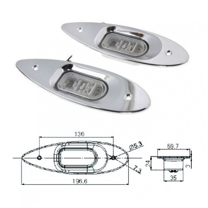 Огни бортовые светодиодные, стальной корпус