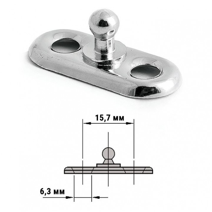 Крепление тента низ для шурупа, хромированная латунь