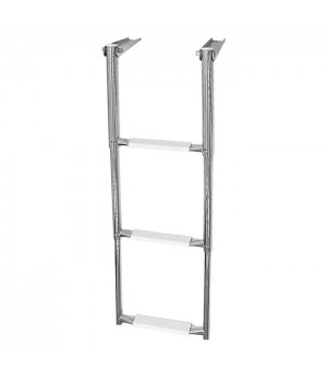 Трап телескопический 3 ступени складной узкий, белая ступень
