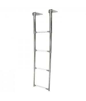 Трап телескопический 4 ступени складной, белая ступень