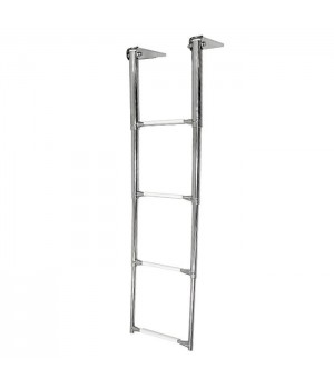 Трап телескопический 4 ступени складной узкий, белая ступень