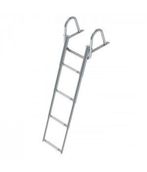 Трап телескопический с поручнем 4 ступени (белые ступени)