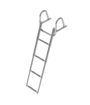 Трап телескопический с поручнем 4 ступени (серые ступени)