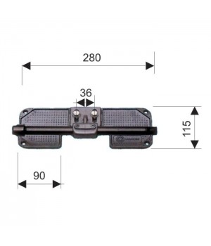 Алюминевая транцевая опора рулевого троса 280х115мм