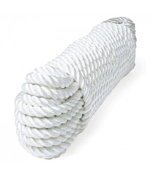 Трос швартовый трех прядный 12мм*9м белый