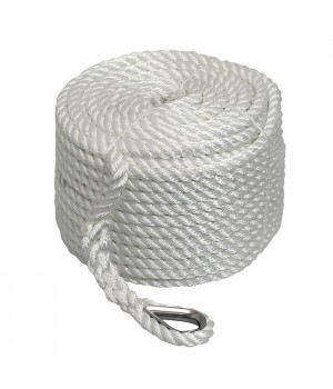 Трёх прядный якорный трос 10мм*45м белый