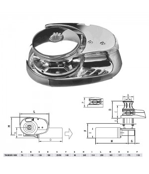 Лебедка якорная 'THUNDER' без барабана, 1000Вт, 12В, цепь 6мм